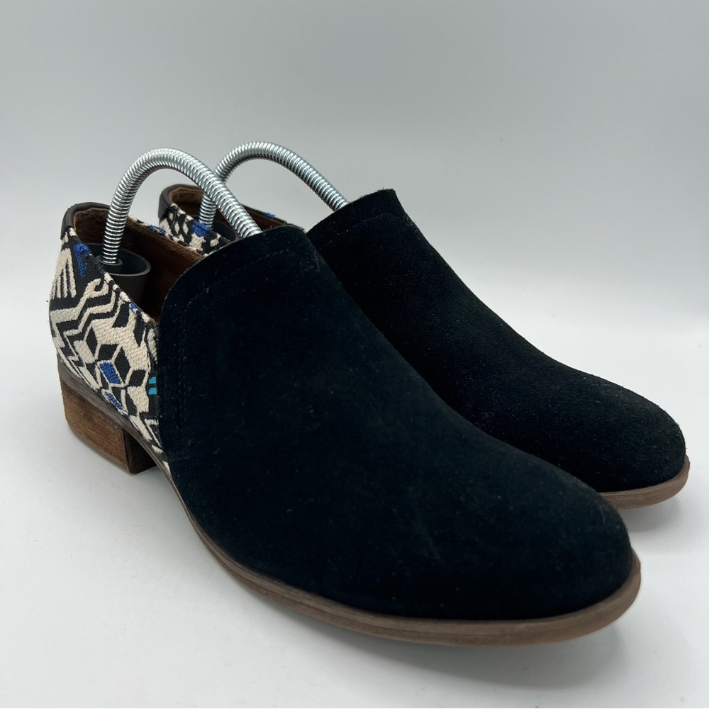 Toms Booties Shaye Black Suede Western Tribal Aztec Boho Festival Sz 8.5 Women’s